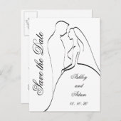 Schwarze Silhouette und Groom Save the Date Ankündigungspostkarte (Vorne/Hinten)