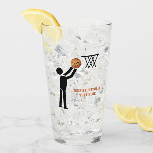 Schwarze Silhouette und orangefarbener Basketball Glas (Vorderseite Ice)