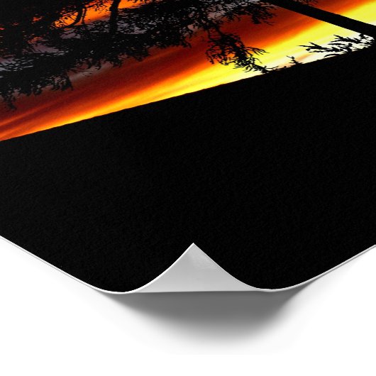 Schwarze Silhouette von Wolf, Vögeln und Baum im S Poster (Ecke)