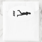 Schwarze Silhouette weiblicher Runner Ovaler Aufkleber (Tasche)