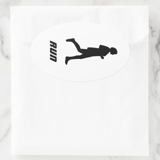 Schwarze Silhouette weiblicher Runner Ovaler Aufkleber (Tasche)