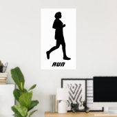 Schwarze Silhouette weiblicher Runner Poster (Heimbüro)