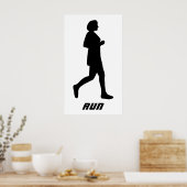 Schwarze Silhouette weiblicher Runner Poster (Küche)