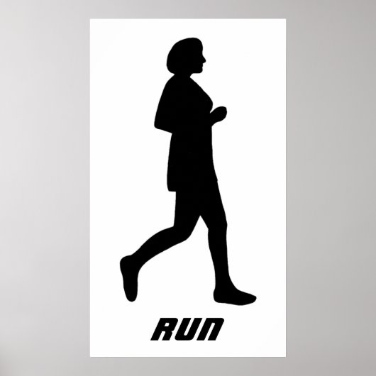 Schwarze Silhouette weiblicher Runner Poster (Vorne)