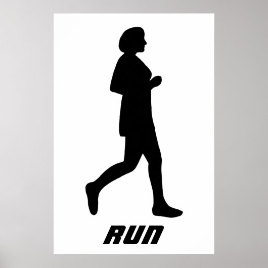 Schwarze Silhouette weiblicher Runner Poster (Vorne)