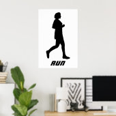 Schwarze Silhouette weiblicher Runner Poster (Heimbüro)