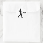 Schwarze Silhouette weiblicher Runner Runder Aufkleber (Tasche)