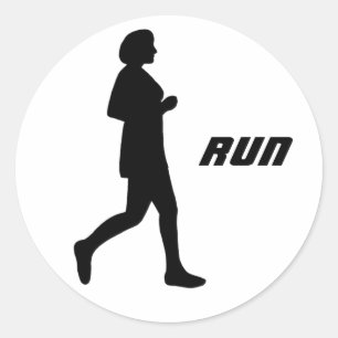 Schwarze Silhouette weiblicher Runner Runder Aufkleber