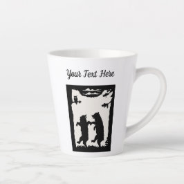 Schwarze Silhouette Zwei tanzende Bären Bäume Owl Milchtasse