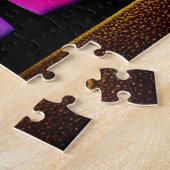 Schwarze Silhouetten mit lebendiger Hintergrundfar Puzzle (Seite)
