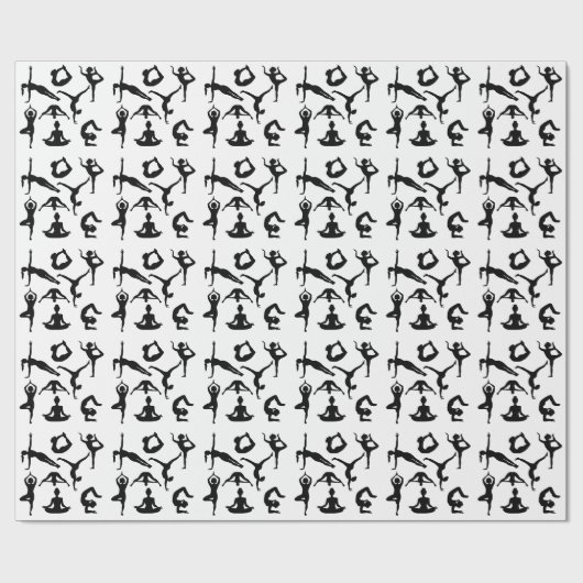 Schwarze Silhouetten von Yogapositionen - Geschenk Geschenkpapier (Flach)