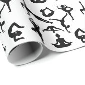 Schwarze Silhouetten von Yogapositionen - Geschenk Geschenkpapier (Rolleneckpunkt)