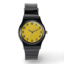 Schwarze Silikonuhr + Armband + Zitronenzifferblat