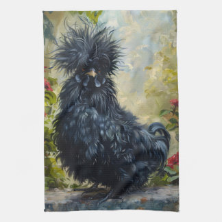 Schwarze Silkie-Hühnermalerei Geschirrtuch