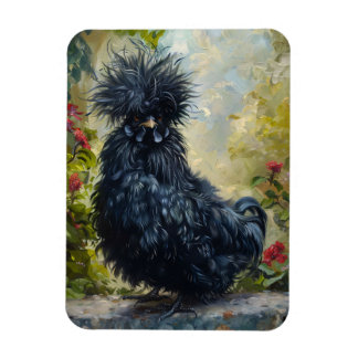 Schwarze Silkie-Hühnermalerei Magnet