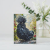 Schwarze Silkie-Hühnermalerei Postkarte (Stehend Vorderseite)