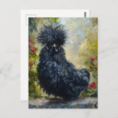 Schwarze Silkie-Hühnermalerei Postkarte (Vorne/Hinten)