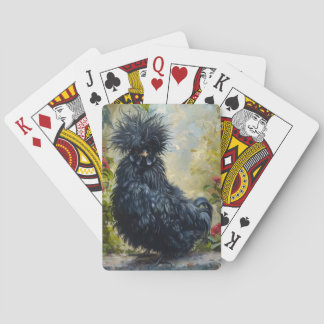 Schwarze Silkie-Hühnermalerei Spielkarten