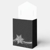 Schwarze Silver Snowflakes Winter Hochzeitsvorgesc Geschenkschachtel (Geöffnet)
