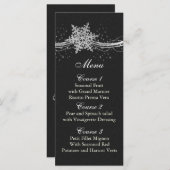 Schwarze Silver Snowflakes Winterkarten Menükarte (Vorne/Hinten)