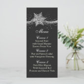 Schwarze Silver Snowflakes Winterkarten Menükarte (Stehend Vorderseite)