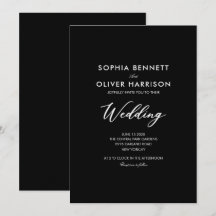 schwarze SIMPLE CLASSIC elegante HOCHZEITSEINLADUN