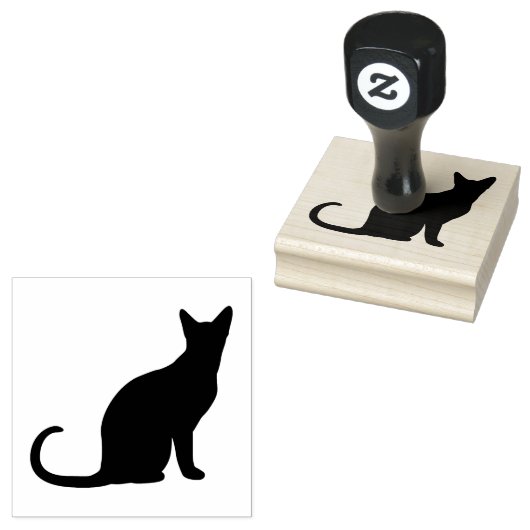 Schwarze Sitting Cat-Silhouette Gummistempel (Stempel)