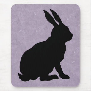 Schwarze Sitze Silhouette Kaninchen auf marmoriert Mousepad