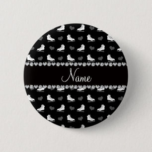 Schwarze Skate und Herzen des individuellen Namens Button