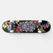 SCHWARZE SKATEBOARD SKULL-BLUME UND SCHALTFLÄCHEN (Horizontal)
