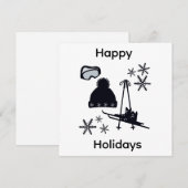 Schwarze Skidesigns & Winterdesigns Einladung (Vorne/Hinten)
