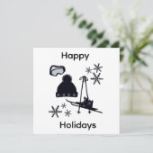 Schwarze Skidesigns & Winterdesigns Einladung (Stehend Vorderseite)