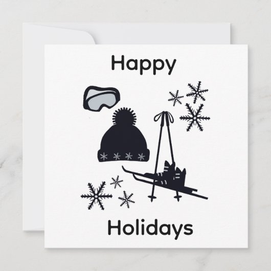 Schwarze Skidesigns & Winterdesigns Einladung (Vorderseite)