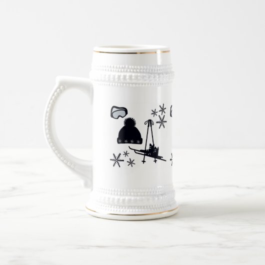 Schwarze Skidesigns & Wintermotive Bierglas (Links)