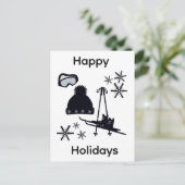 Schwarze Skidesigns & Wintermotive Postkarte (Stehend Vorderseite)