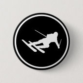 schwarze Skiskifahrenikone abwärts Button (Vorderseite)