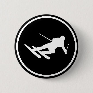 schwarze Skiskifahrenikone abwärts Button