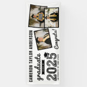 Schwarze Skizze 2023 Drei Foto Collage Grad Party Banner (Vertikal)