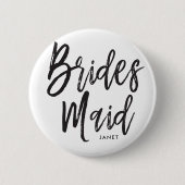 Schwarze Skript-Art-kundenspezifische Hochzeit der Button (Vorderseite)