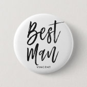 Schwarze Skript-Art-kundenspezifische Hochzeit des Button (Vorderseite)