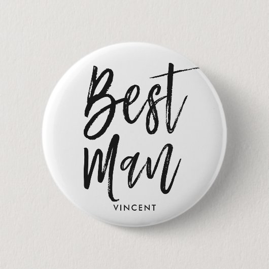 Schwarze Skript-Art-kundenspezifische Hochzeit des Button (Vorderseite)