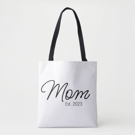 Schwarze Skript-Typografie Established Mom Tasche (Vorderseite)