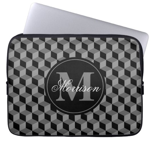 Schwarze Skriptkuben Personalisiert Laptopschutzhülle (Vorderseite)