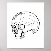 Schwarze Skull Line Art Gezeichnet Poster (Vorne)