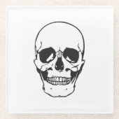 Schwarze Skull-Linie Zeichnend Glasuntersetzer (Vorderseite)