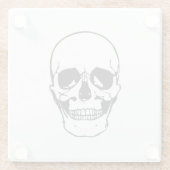 Schwarze Skull-Linie Zeichnend Glasuntersetzer (Rückseite)