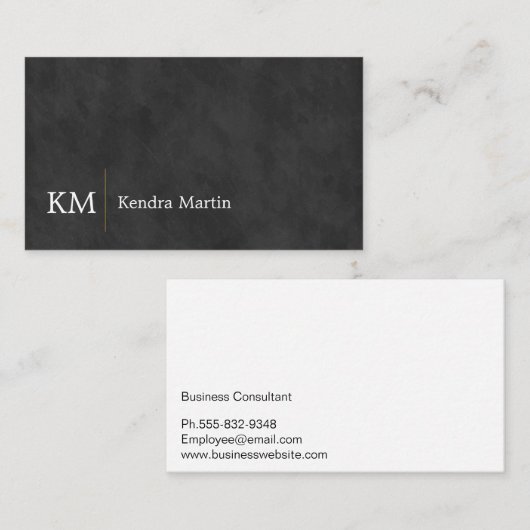Schwarze Sleek Textur | Initiale Visitenkarte (Vorne/Hinten)
