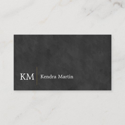 Schwarze Sleek Textur | Initiale Visitenkarte (Vorderseite)