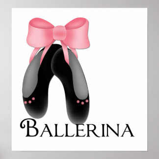 Schwarze Slippers - Ballerina Print Poster