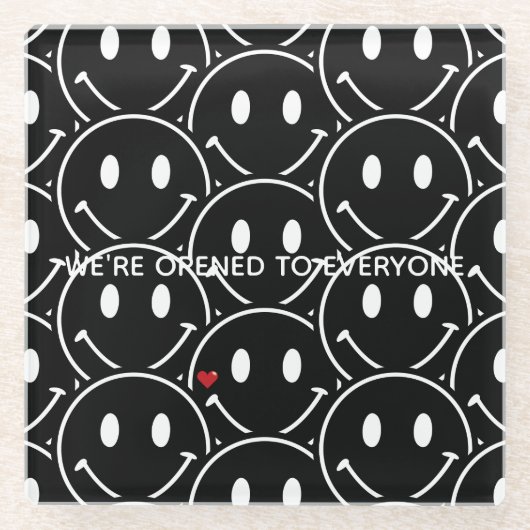 schwarze Smileys Glasuntersetzer (Vorderseite)